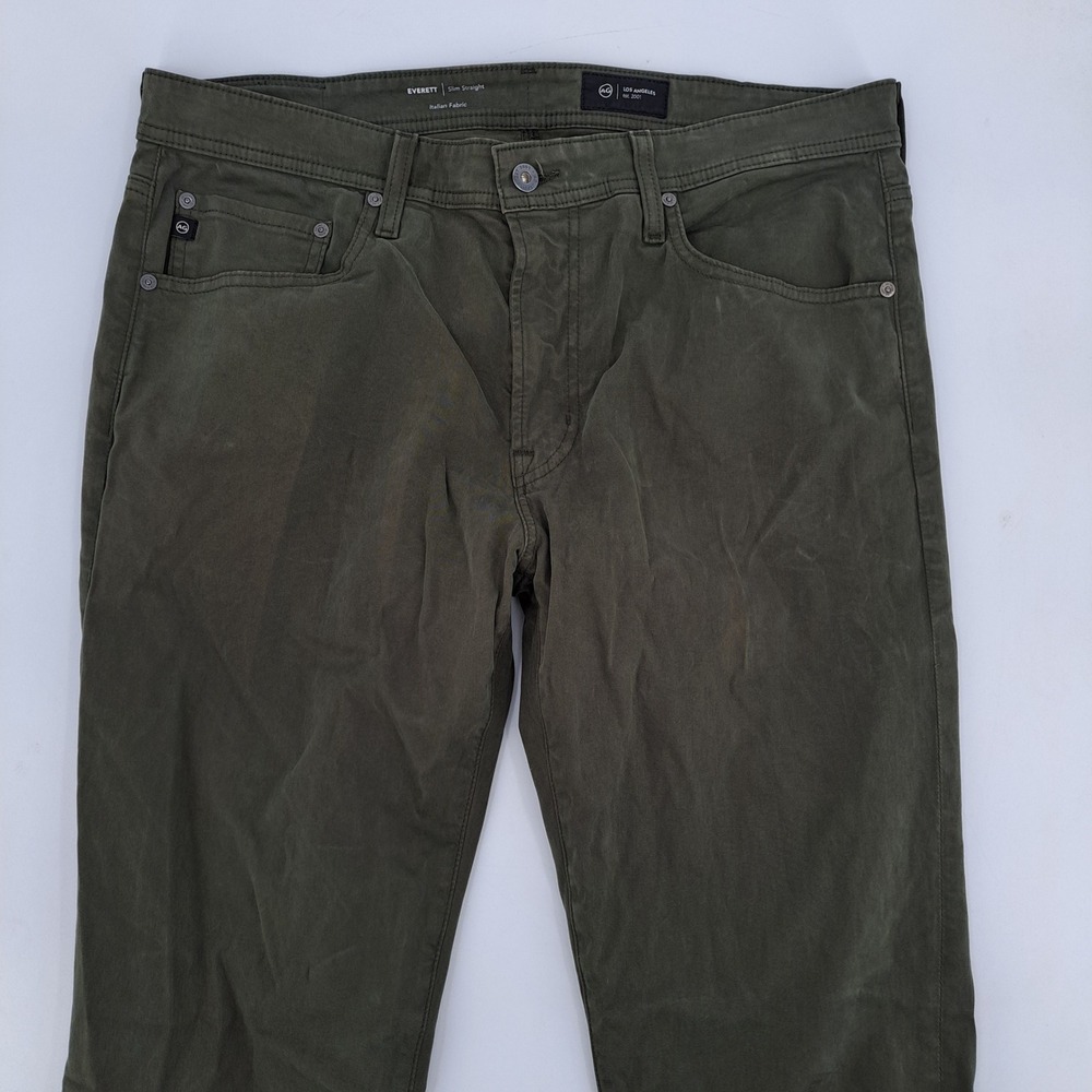 Adriano Goldschmied Everett Slim Straight Pants Mens 35x34 Italian Olive Green - Picture 2 of 12